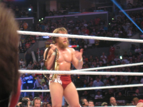 serenitywinchester:  John Cena vs. Daniel Bryan for the WWE championship at Summerslam 2013.  John Cena’s ass + sweaty Daniel Bryan = YES Please!