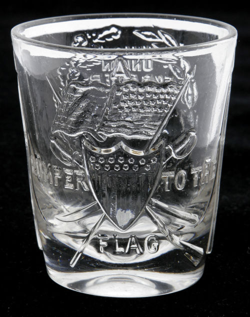 19th cent., [Patriotic shot glass with &ldquo;Union Forever&rdquo; and &ldquo;Bumper to 