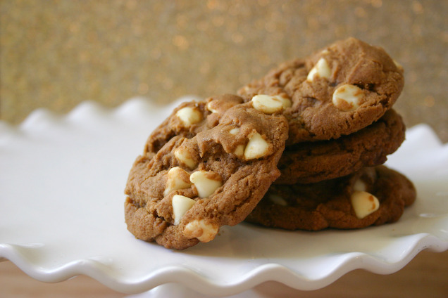 gastrogirl:  soft, chewy white chocolate chip gingerbread cookies. 