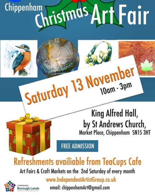 <p>🎄 Christmas Art Fair 🎄</p>

<p>I’ll be here showing off lots of new artworks that would make perfect Christmas gifts. </p>

<p>This will be my last fair of 2021!!</p>

<p>It’s going to be a great day!</p>

<p>Come along and check out all the fabulous work by local artists and grab yourself a delicious afternoon tea! </p>

<p>Perfect 💗</p>

<p>🎄</p>



<p>#artbysandi #sandisayer #contemporaryartist<br/>
#modernartist #modernart #spiritualart #spiritualartist #loveandgratitude #appreciation #wiltshireartist #contemporarybritishartist #texturedart #texturedpainting #abstractart #abstractpainting #inspiredbygemstones #inspiredbynature #christmasgifts #modernart #moderninterior #bethechange #lightworker #textures<br/>
#christmasartfair #independentartistgroup<br/>
🎄<br/>
 (at Calne)<br/>
<a href="https://www.instagram.com/p/CWAaDGEoE_O/?utm_medium=tumblr">https://www.instagram.com/p/CWAaDGEoE_O/?utm_medium=tumblr</a></p>