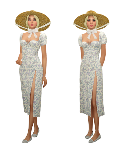 thekims4: TS4 Cottagecore Vintage Dresses Lookbook Skin 1, 2, 3 / Megan Hair / Eyebrows / Eyes / Nos