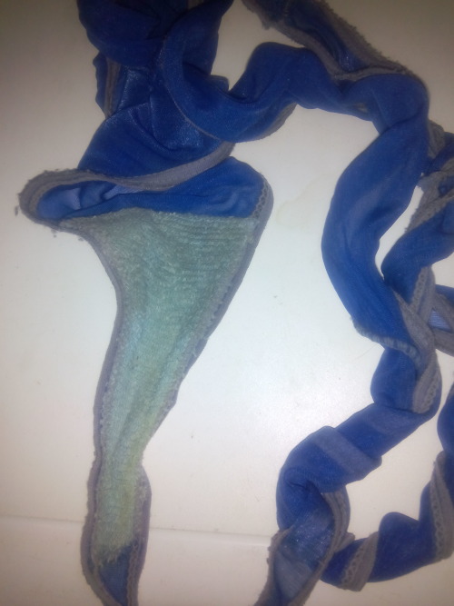 Some pics of three of my mom’s dirty panties and thong. I love to smell them and jerk off with