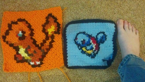So I used to do sprites just single crocheting back and forth (the Squirtle on the right), but the c