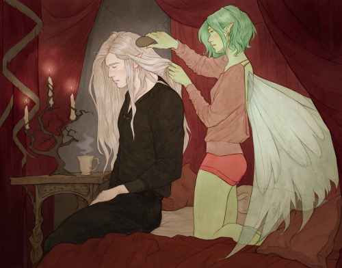 Kaye And Roiben Having A Quiet Moment The Unseelie King Has A Blood Red Bedchamber And You Cant Change