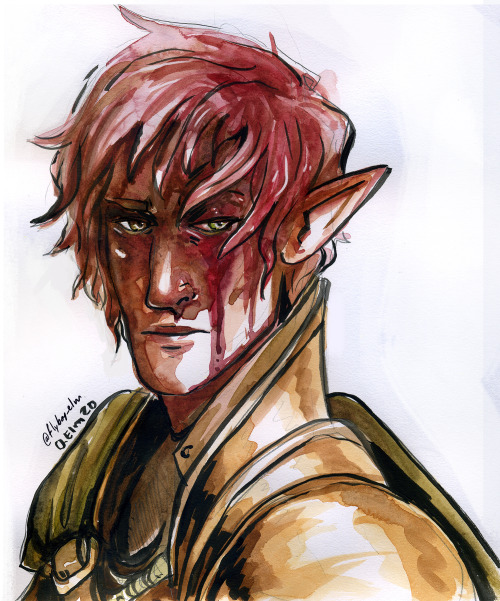 Yesterday I got a burning urge that I HAD to paint hot elves. So here’s two hot watercolour and ink 