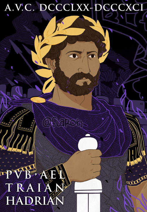 Hadrian, aka PVBLIVS AELIVS TRAIANVS HADRIANVS, (852-891 ab urbe condita) There’s a lot going on her