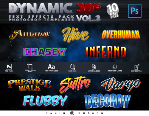 DYNAMIC 3D&rsquo;s - Vol.3 | Text-Effects/Mockups | Template-Package  by Sahin Düzgün