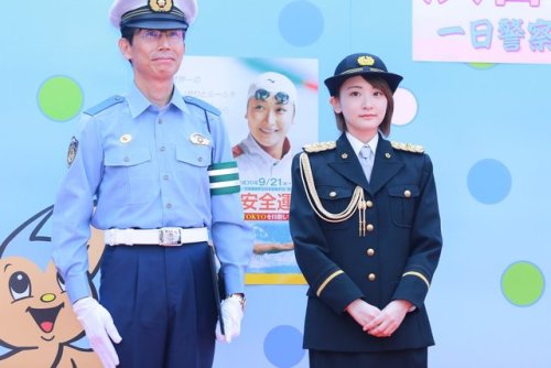Ikoma was appointed as Shibuya Station’s one day police chief to promote traffic safety today.