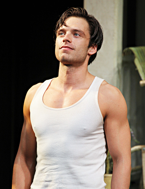   Sebastian Stan during curtain call at ‘Picnic’ Broadway Opening Night at American