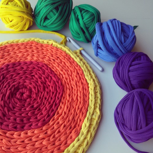 Rainbow RugI love making the yarn for these projects!