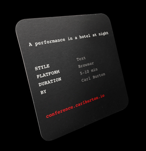 carlburton:THE CONFERENCEHere is my new game. It is text-based, free and works in any browser. confe