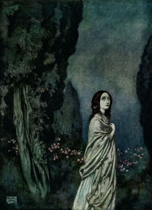 carga-de-agua: And thou, a ghost, amid the entombing trees by Edmund Dulac (French, 1882-1953) from 