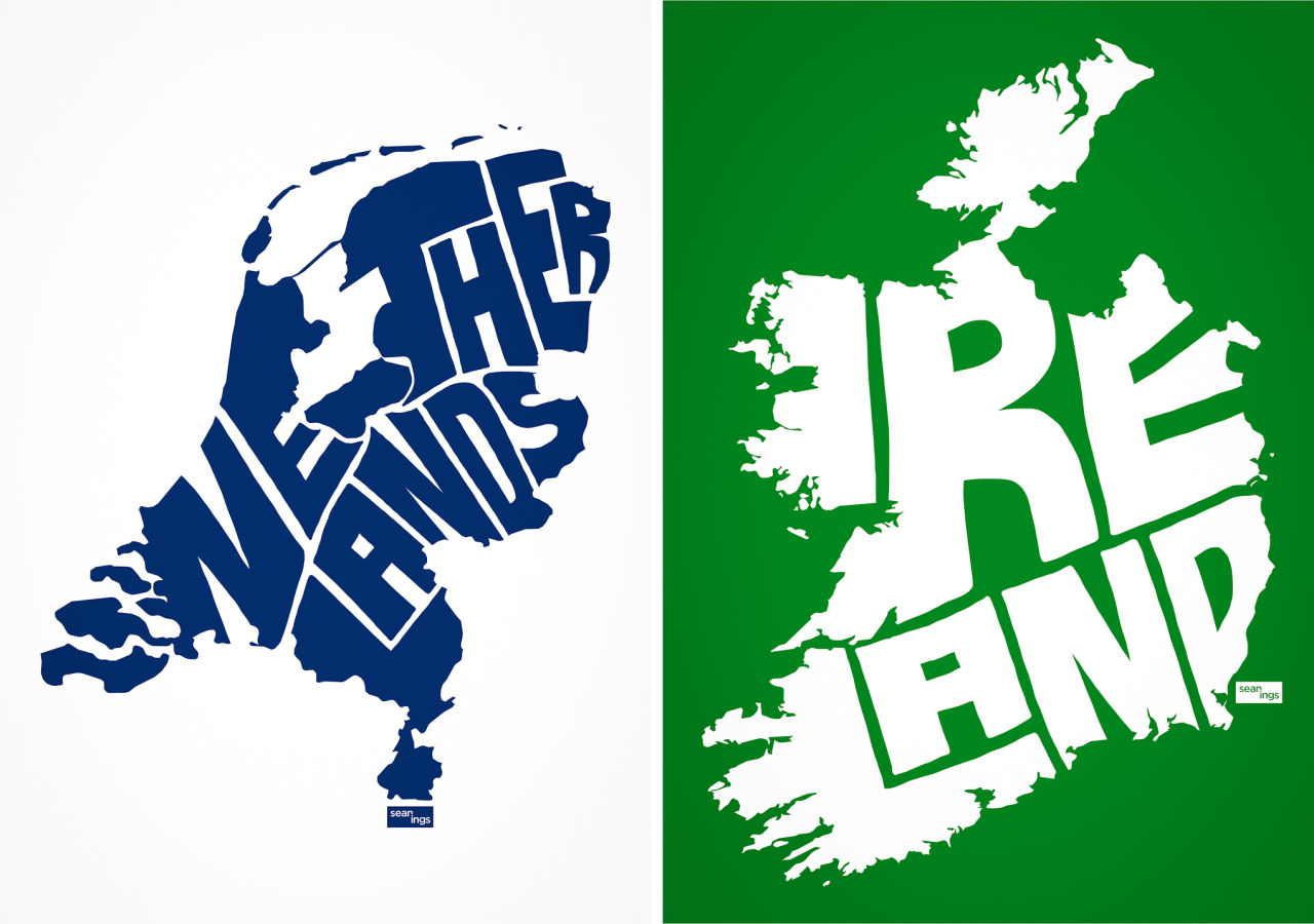 seanings:  Typographic Country Maps Buy These Shirts