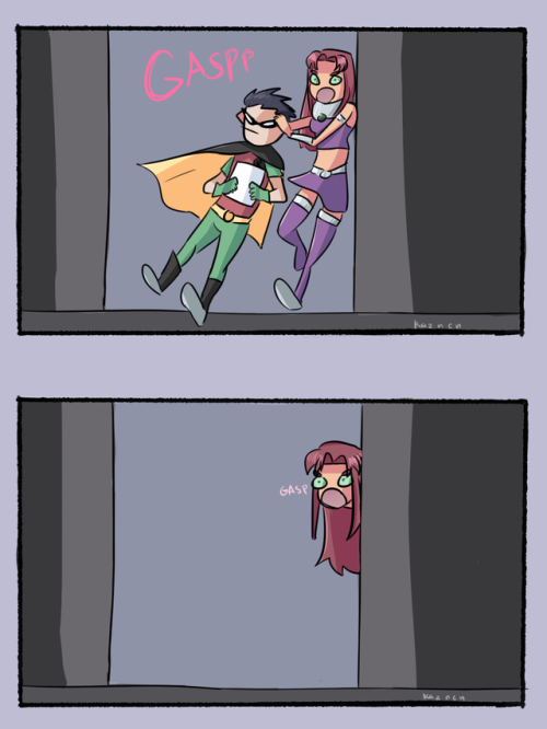 kazncn-art: starfire being protective of her little robin has this been done before?(original)