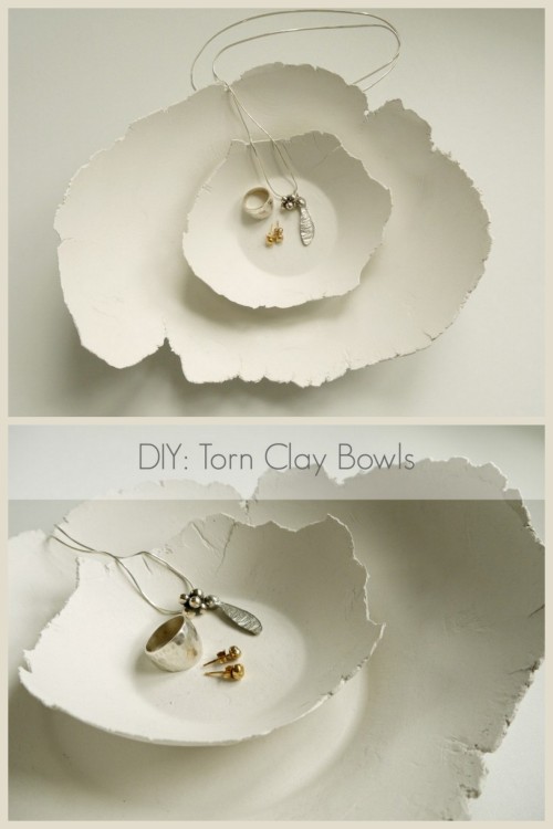 DIY Torn Edge Air Dry Clay Bowl Tutorial from Makery. This is one of my favorite DIYs I’ve seen in a