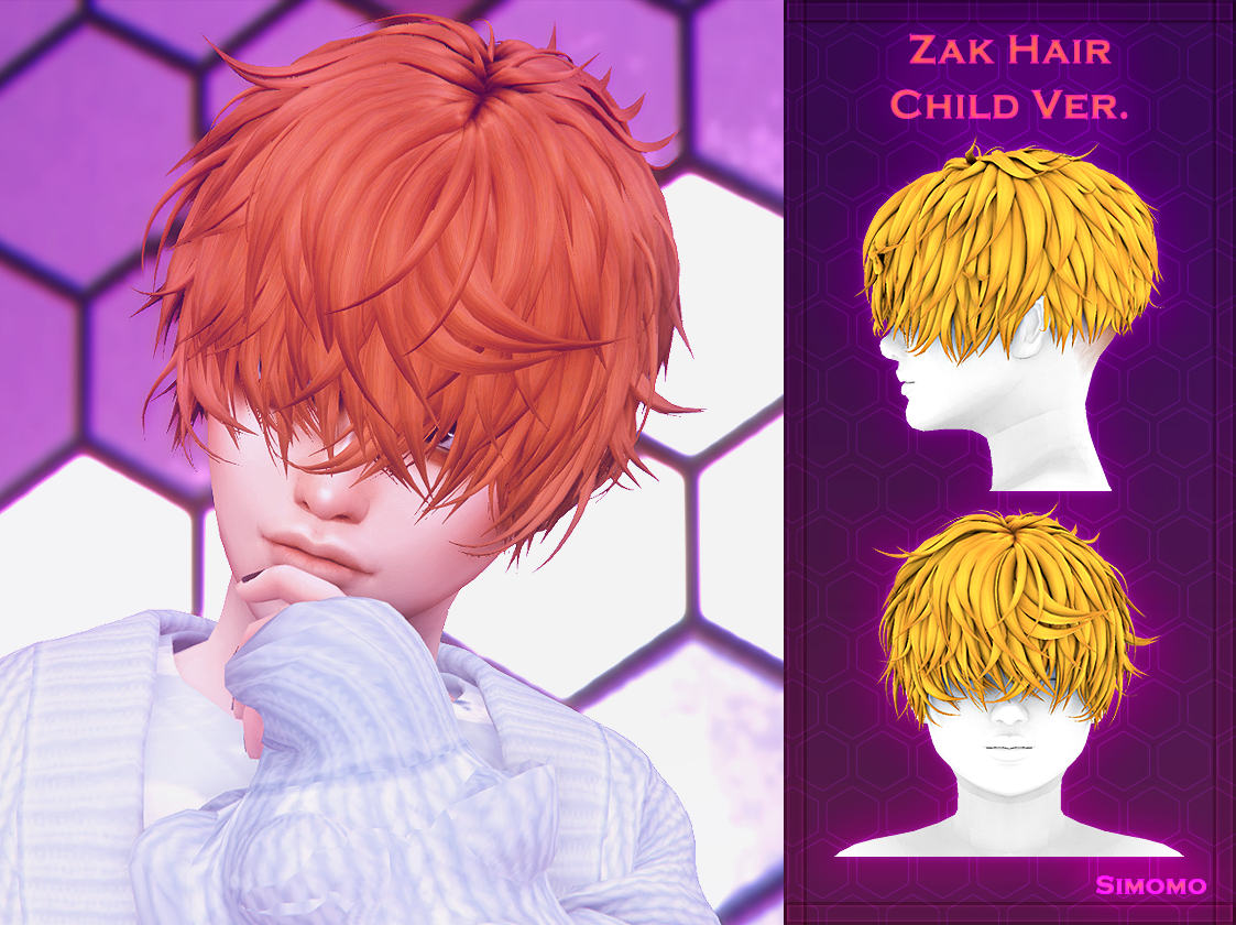 Simomo Cc Zak Hair Child Conversion 200 Emily Cc Finds