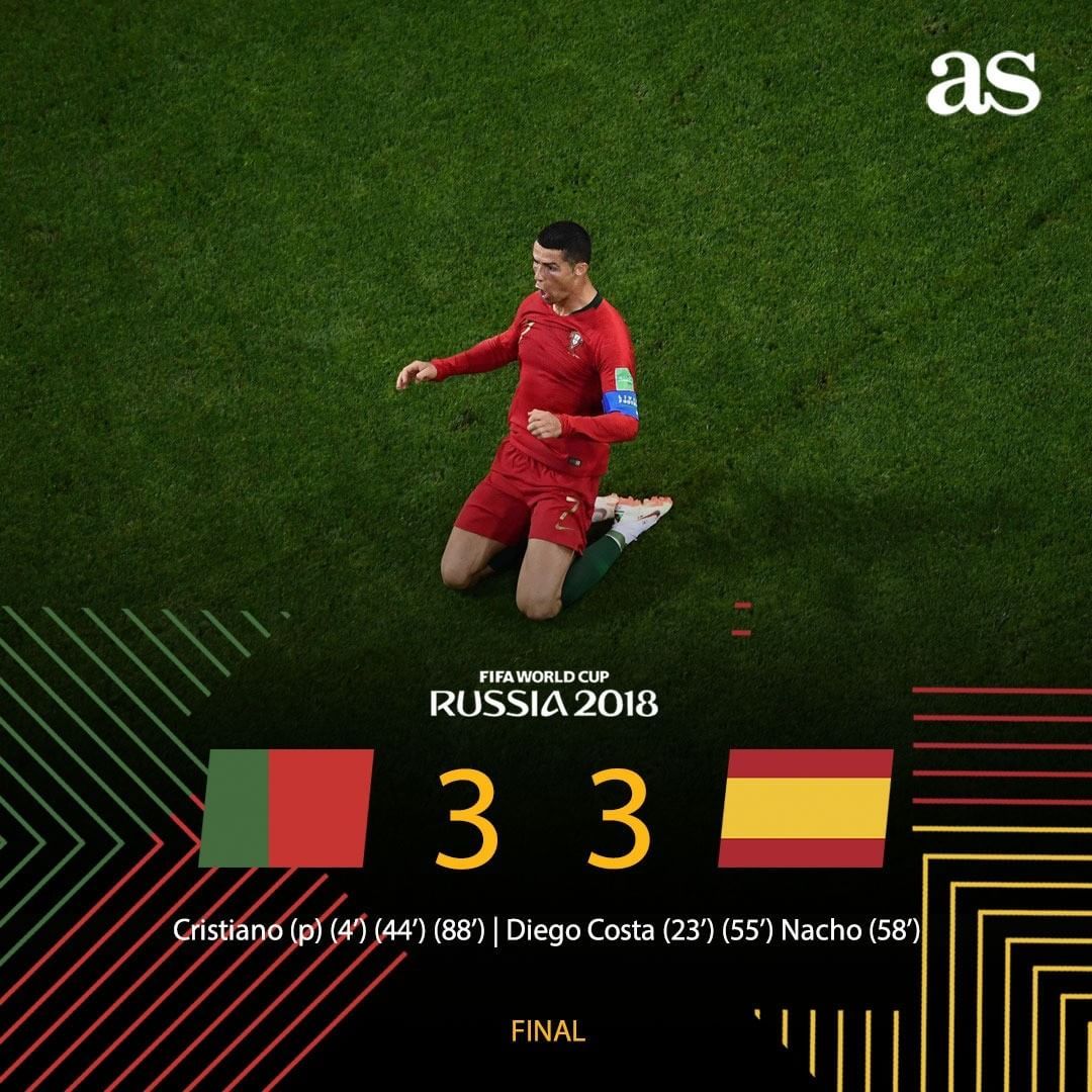 All about Cristiano Ronaldo dos Santos Aveiro — Portugal 3-3 Spain,  15.06.18 (4'(p)+44'+88