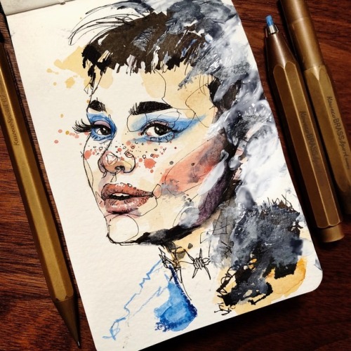 Qick sketch of @visiblejune with my bras tools from @kaweco.germany  #advertising #kaweco #Portrait 