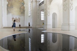 itscolossal:Glassy Pools of Used Motor Oil Reflect the Architectural Splendor of a Swiss Church