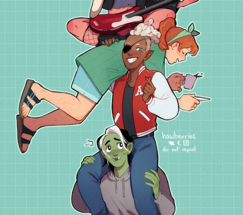 hawberries:say hi, intrepid heroes![image is an illustration of the Bad Kids from fantasy high all p