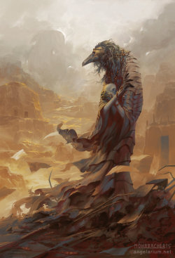 weirdletter:                                                                                                                                                              Asbeel, Angel of Ruin, by Peter Mohrbacher, via angelarium.net., by Peter Mohrbacher,