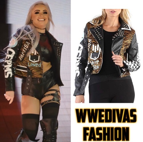 Liv Morgan was seen wearing the G&C by Coco Faux Faux Leather Black Jacket with Belt Studs Leopa