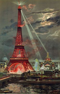 wasbella102:  Exposition Universelle (1889), Eiffel Tower Vintage Lithographic Print. 