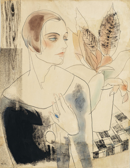 thunderstruck9:Yuri Annenkov (Russian, 1889-1974), Portrait of Elena Komissarzhevskaia-Balieff (1895
