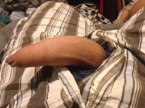 sexual-conniptions: Half hard, sometimes I like to lay around with my cock out ;)