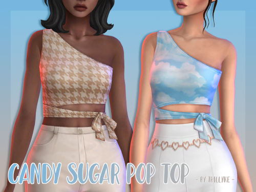 trillyke: trillyke:Candy Sugar Pop TopSummery one-shoulder wrap crop top with a bow coming in a lot 