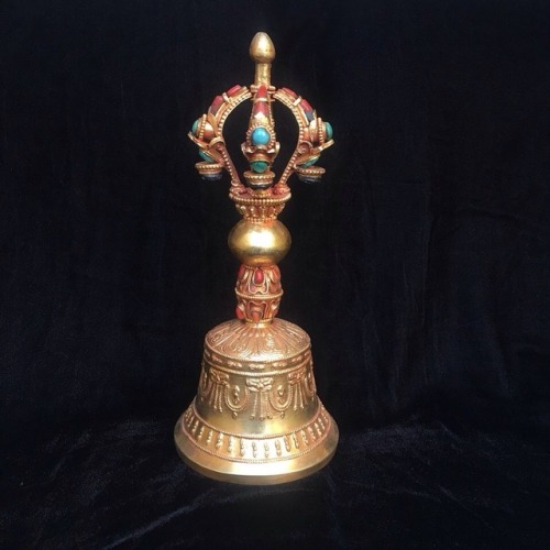 Tibetan Jeweled Buddhist Single Vajra-handled Bell For more details, or to purchase, visit: https://