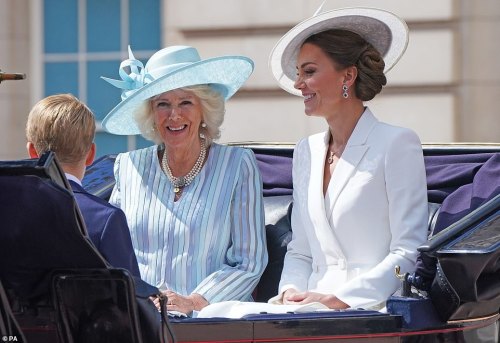 The Duchess of Cornwall, The Duchess of Cambridge, Princess Charlotte, Prince George and Prince Loui