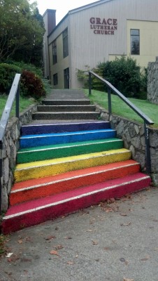 lgbtgivesmehope:  emilianadarling:  emilianadarling:  &ldquo;Whoever you are and wherever you are on your journey of faith, YOU are welcome in this place!&rdquo;  The church by my house decided to remind me what supportive and inclusive religious organiza