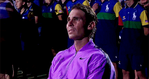 saffitz: Rafael Nadal watching a montage of his past grand slam titles after winning his 19th at the