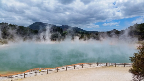 The Champagne Pool of the Waiotapu geothermal fields is located on North Island, New Zealand. This h