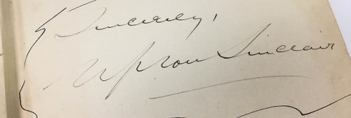 Here’s another treasure we just found in the collection: a first edition copy of Upton Sinclai