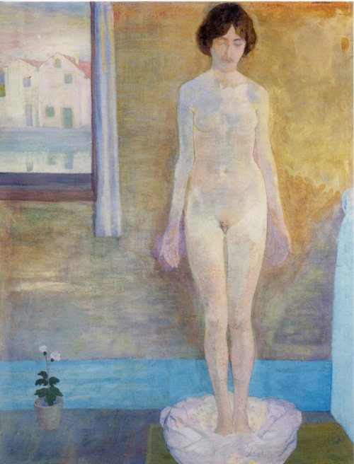 terminusantequem:Guido Cadorin (Italian, 1892-1978), Nudo di fanciulla, 1914. Tempera on plywood, 15