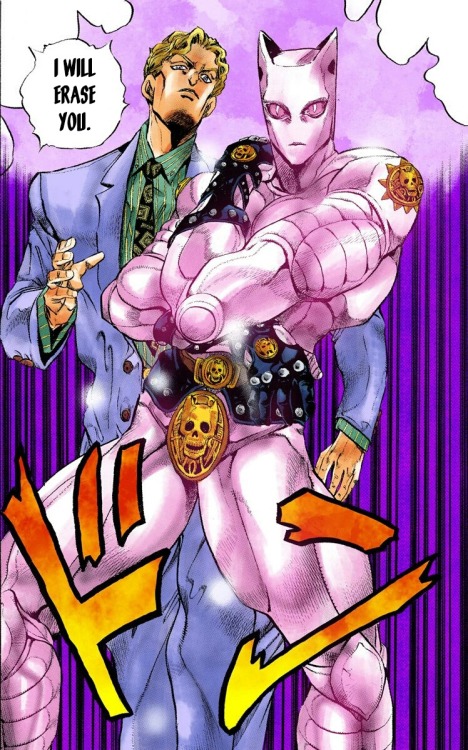 The first appearance for both versions of Killer Queen.Vol 9. Ch 80Vol 12. Ch 50