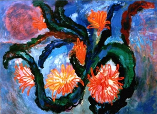cactus-in-art:Peter Valius (Russian, 1912 - 1971)A blooming cactus, 1970