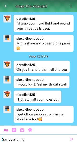 derpfish129-deactivated20200822:@alexa-the-rapedoll I&rsquo;ll get her on her