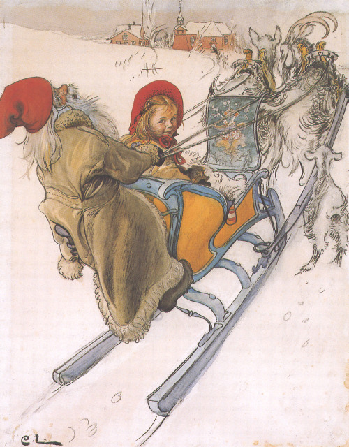 Art by Carl Larsson (1901) - “Kersti’s Sleigh Ride.”