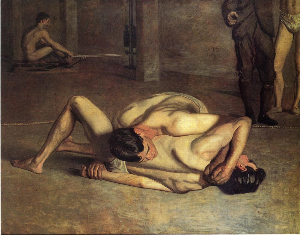 artist-eakins:  The Wrestlers, 1899, Thomas EakinsSize: 123.19x152.4 cmMedium: oil,