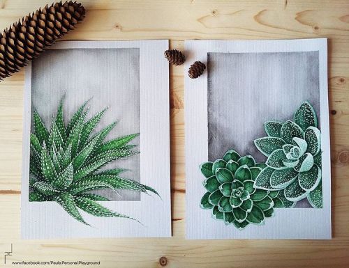 First two succulents…. now on to the third. #watercolor #wip #painting #watercolorart #waterc