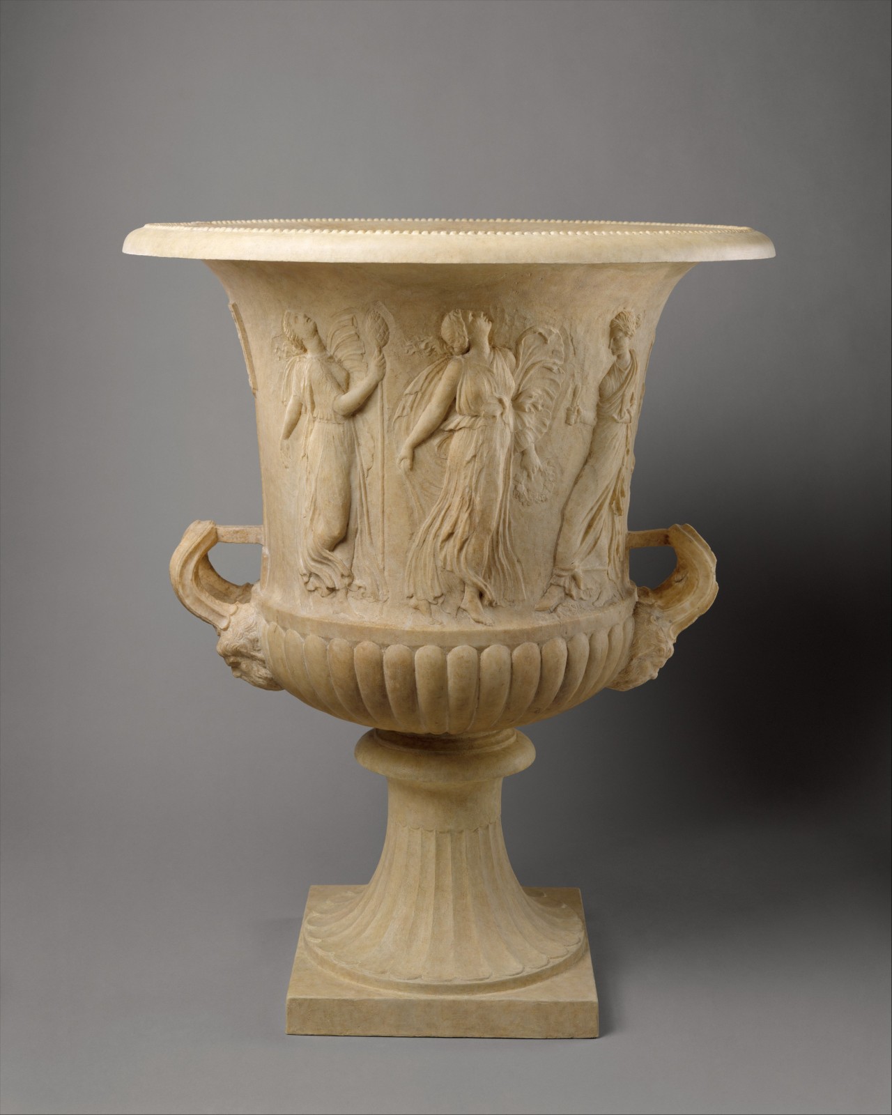 via-appia:  Marble calyx-krater, reliefs of maidens and dancing maenads Roman, 1st