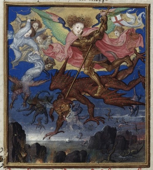 Gerard Horenbout (1465-1541), &lsquo;Michael and Lucifer&rsquo; (f. 161v), &ldquo;John Lydgate, Troy