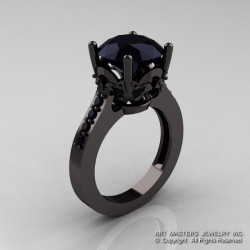 Hellsfallendemon:  Classic 14K Black Gold 3.0 Carat Black Diamond Solitaire Wedding