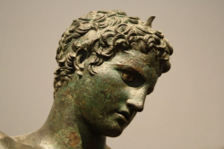 marmarinos:Detail of the Marathon Youth, an ancient Greek bronze perhaps of the Praxiteles School, dated to c. 340-330 BCE. Found in the Bay of Marathon, the bronze is currently located in the National Archaeological Museum in Athens. Source: Ancient