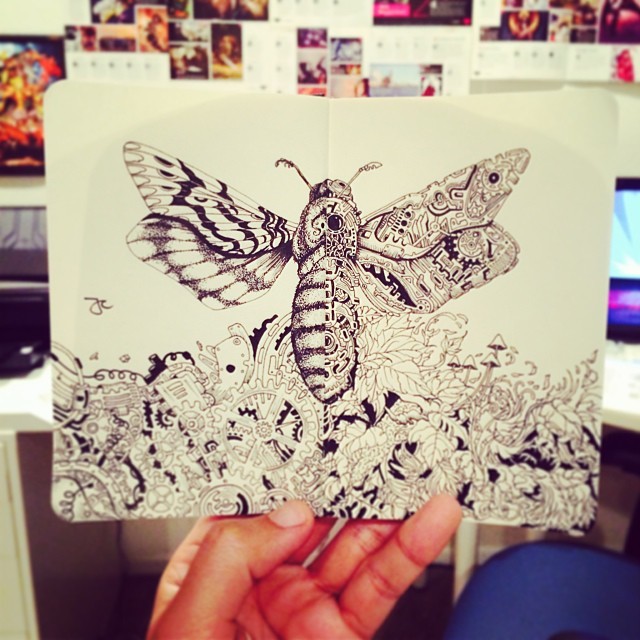jedavu:  Surreal Hybrid Drawings Bloom and Burst Across Sketchbook PagesSelf-taught