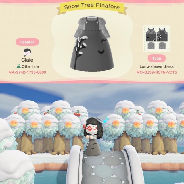 black and white tree and birds pinafore dress