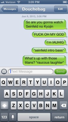 herbiewest:  My phone autocorrected shingeki to Seinfeld goodbye 